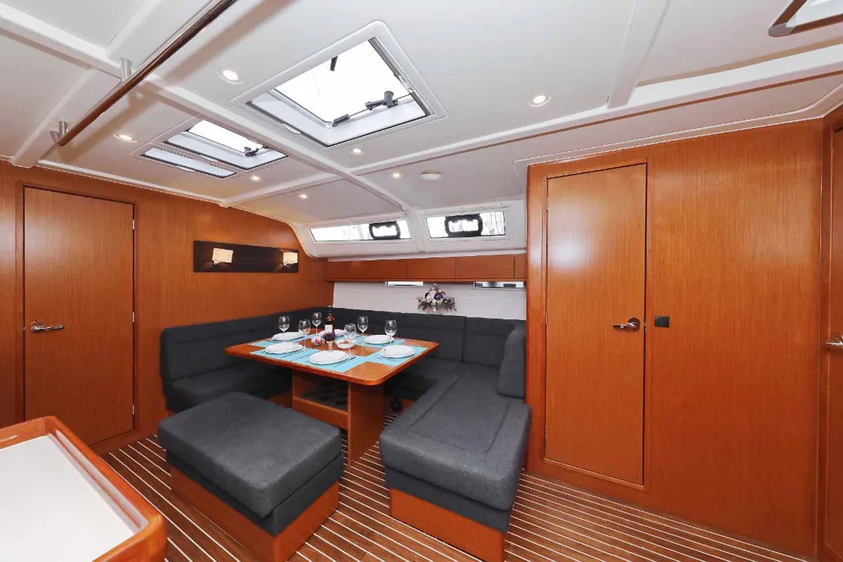 Salon of silence one, a Bavaria Cruiser 51 sailboat at Palma de Mallorca, Spain