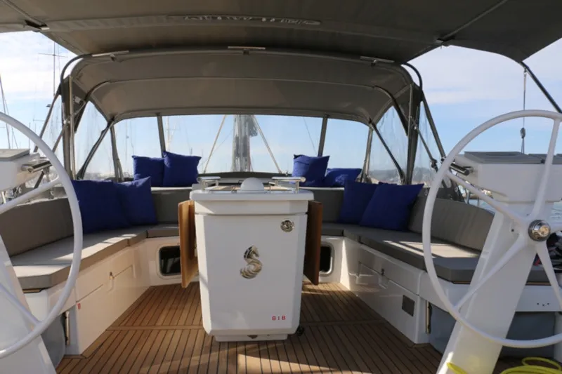 Cockpit of Pisces, a Beneteau Oceanis 51.1 sailboat at Jezera, Croatia