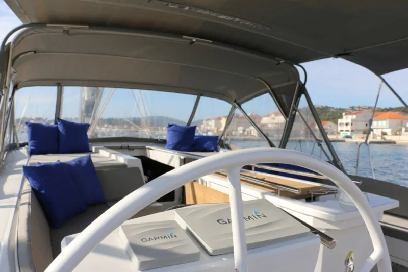 Cockpit of Pisces, a Beneteau Oceanis 51.1 sailboat at Jezera, Croatia