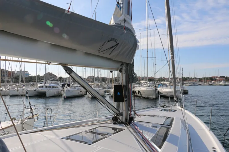 Deck of Pisces, a Beneteau Oceanis 51.1 sailboat at Jezera, Croatia