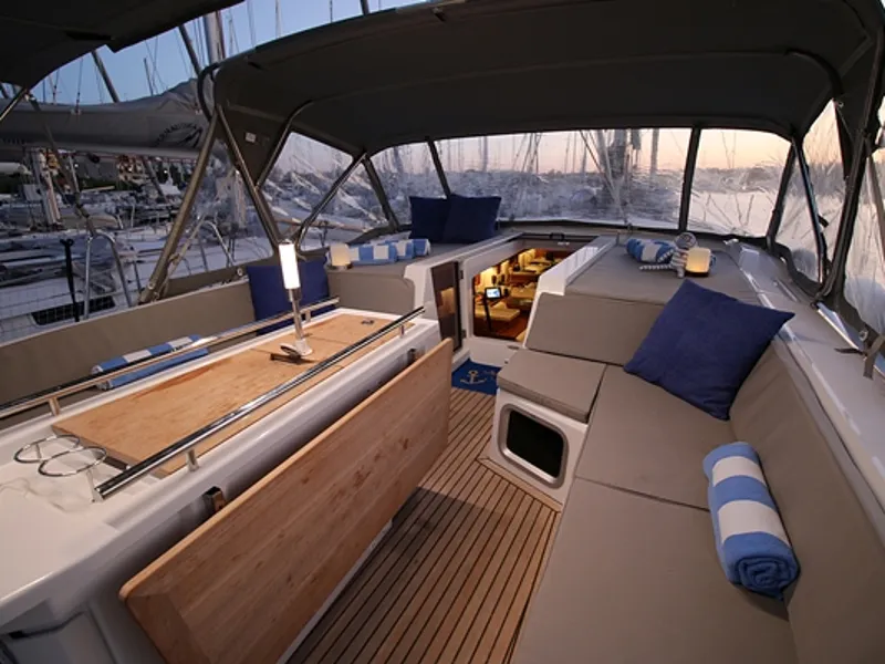 Deck of Pisces, a Beneteau Oceanis 51.1 sailboat at Jezera, Croatia