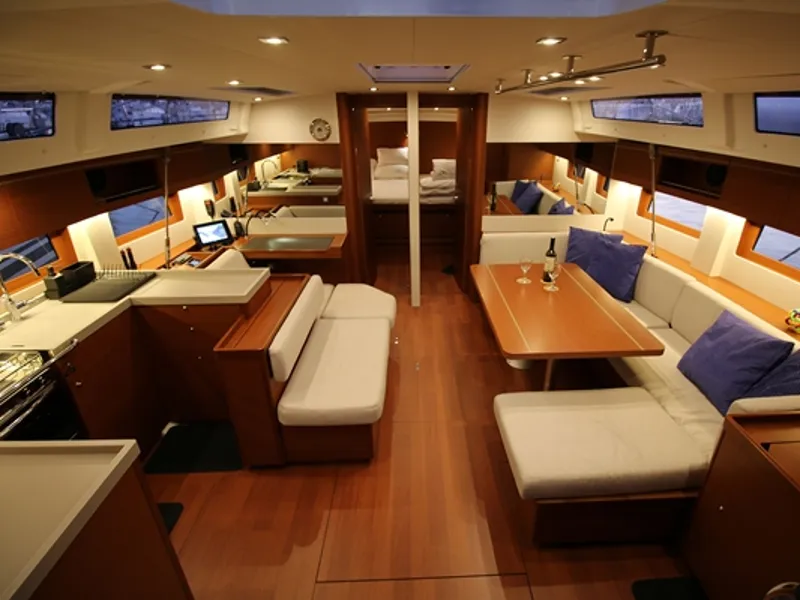 Salon of Pisces, a Beneteau Oceanis 51.1 sailboat at Jezera, Croatia