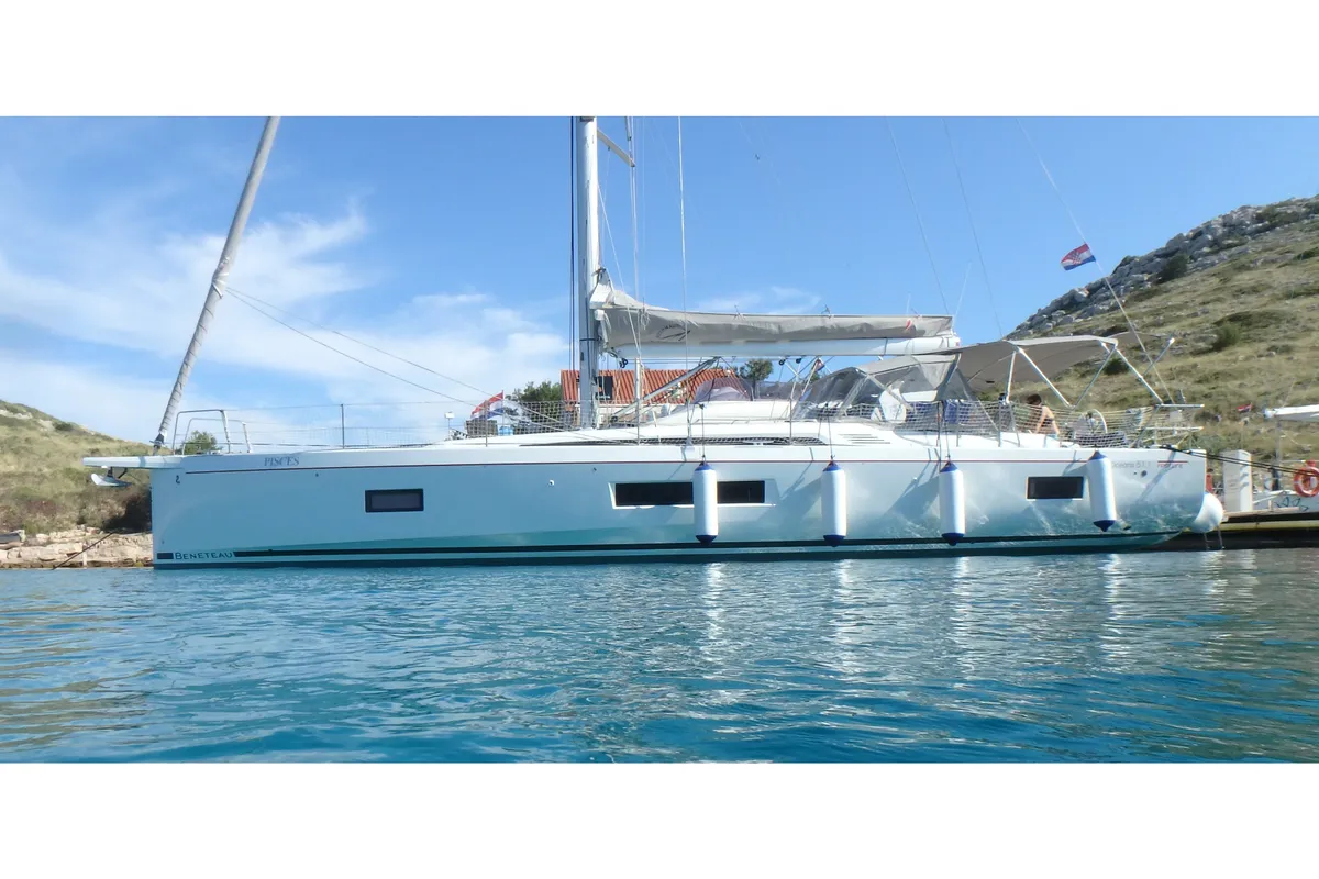 Exterior view of Pisces, a Beneteau Oceanis 51.1 sailboat at Jezera, Croatia