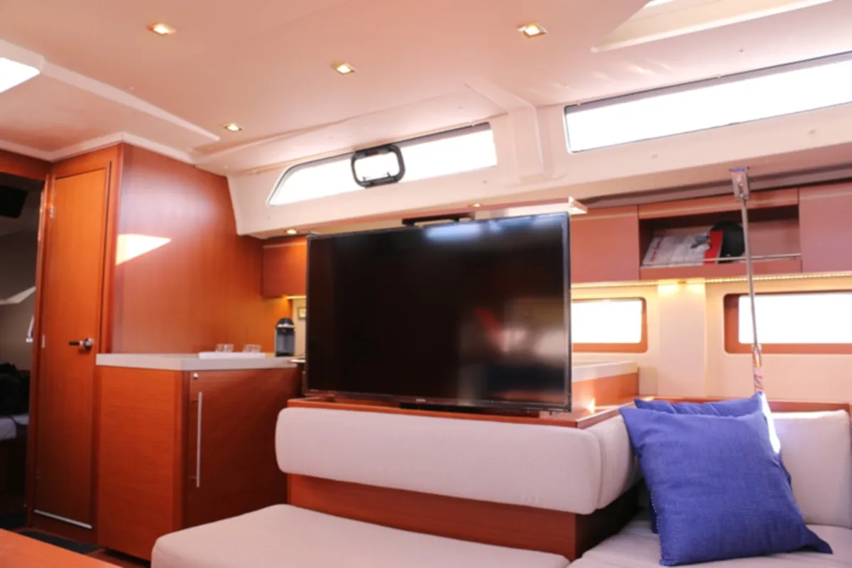 Salon of Pisces, a Beneteau Oceanis 51.1 sailboat at Jezera, Croatia
