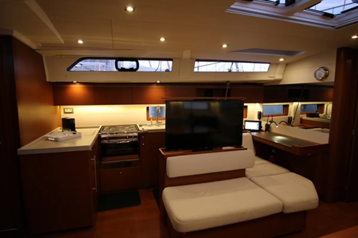 Salon of Pisces, a Beneteau Oceanis 51.1 sailboat at Jezera, Croatia