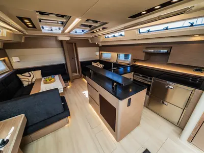 Salon of Eywa, a Hanse 588 sailboat at Grad Kaštela, Croatia