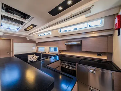 Galley of Eywa, a Hanse 588 sailboat at Grad Kaštela, Croatia
