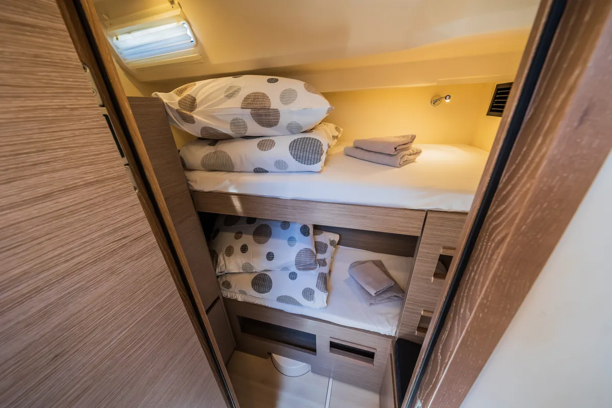 Cabin on Eywa, a Hanse 588 sailboat at Grad Kaštela, Croatia