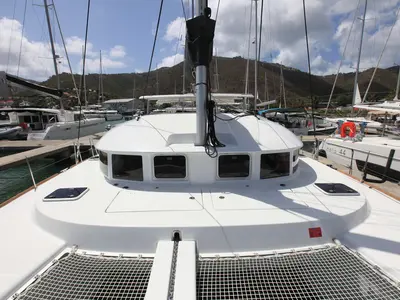 Deck of Saint Blue, a Lagoon 380 catamaran at Road Town, British Virgin Islands