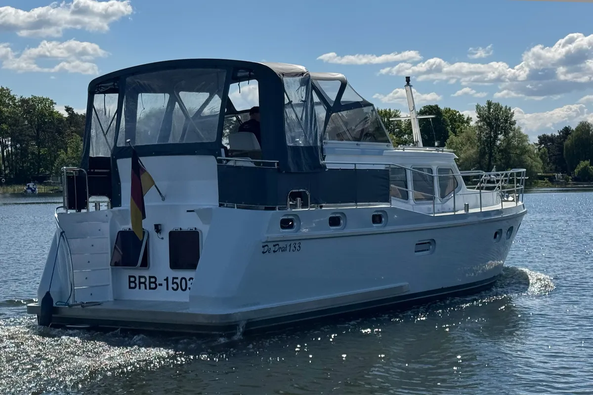 Exterior view of De Drait Advantage 38, a motorboat at Drachten, Netherlands