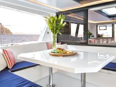 Deck of Moorings 4500L/10 Crewed, a Leopard 45 catamaran at Road Town, British Virgin Islands