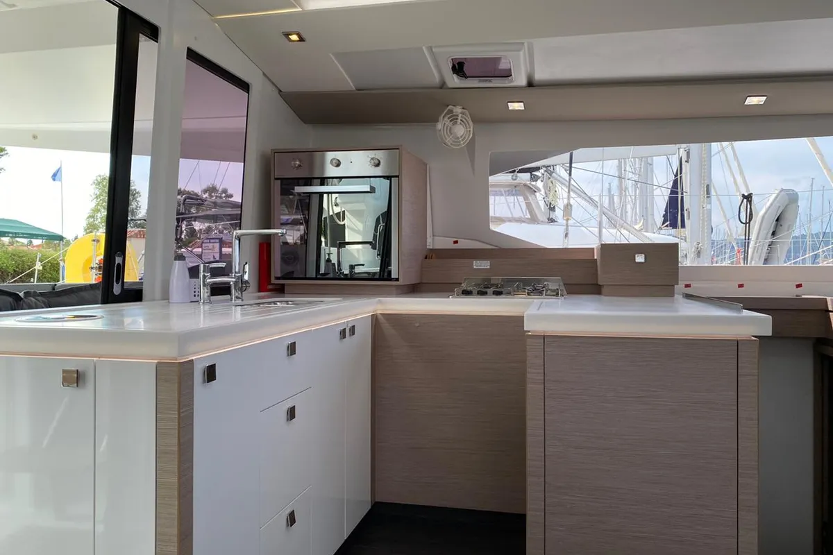 Galley of Ooga Chaka, a Fountaine Pajot Astréa 42 catamaran at Sithonia Municipal Unit, Greece