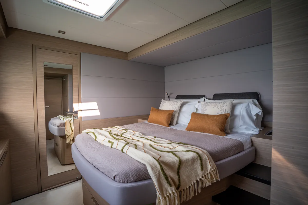 Cabin on Vega, a Lagoon 55 catamaran at Capo d'Orlando, Italy