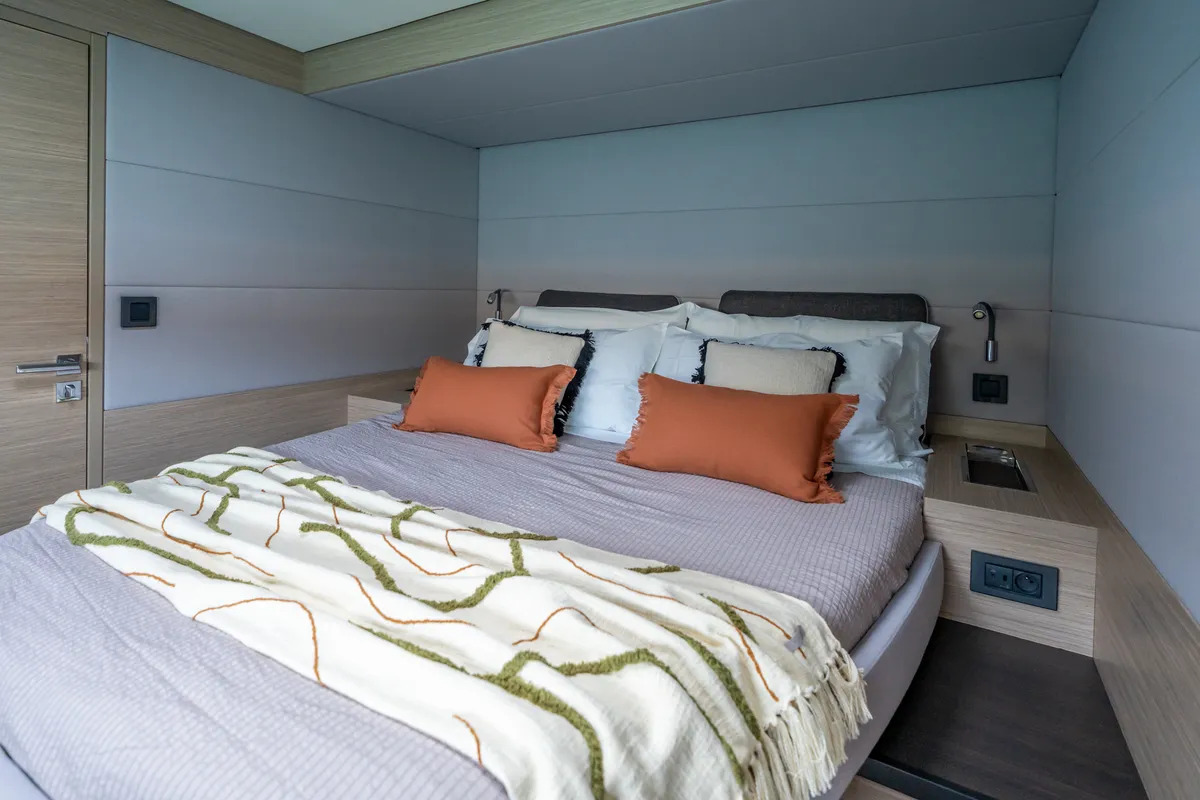 Cabin on Vega, a Lagoon 55 catamaran at Capo d'Orlando, Italy