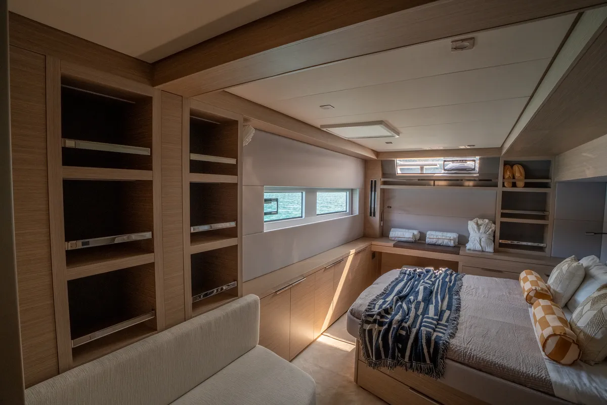 Cabin on Vega, a Lagoon 55 catamaran at Capo d'Orlando, Italy