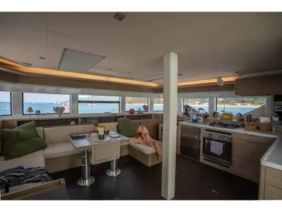 Galley of Vega, a Lagoon 55 catamaran at Capo d'Orlando, Italy