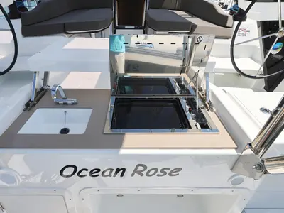 Cockpit of Ocean Rose, a Dufour 48 sailboat at Općina Sukošan, Croatia
