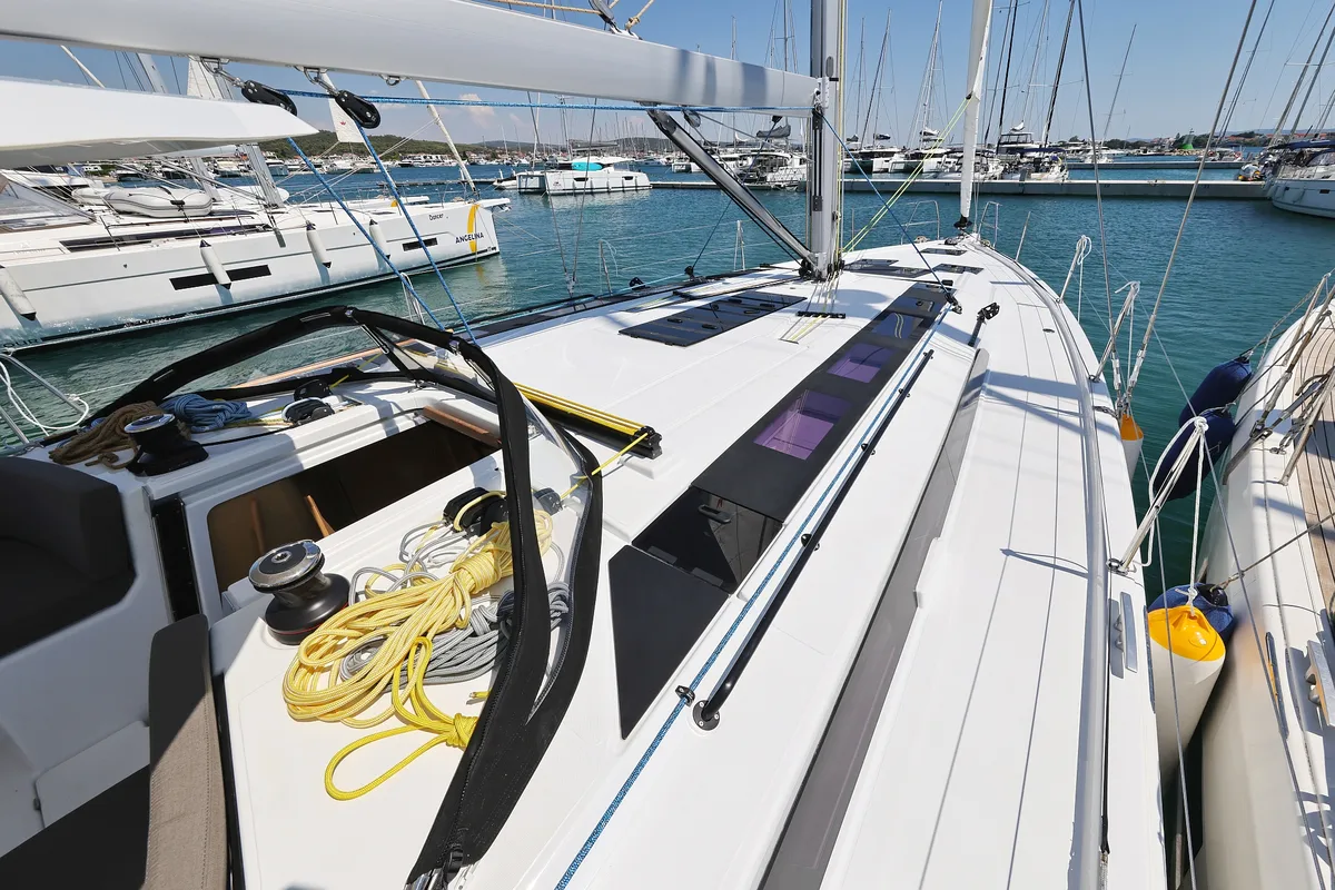 Deck of Ocean Rose, a Dufour 48 sailboat at Općina Sukošan, Croatia