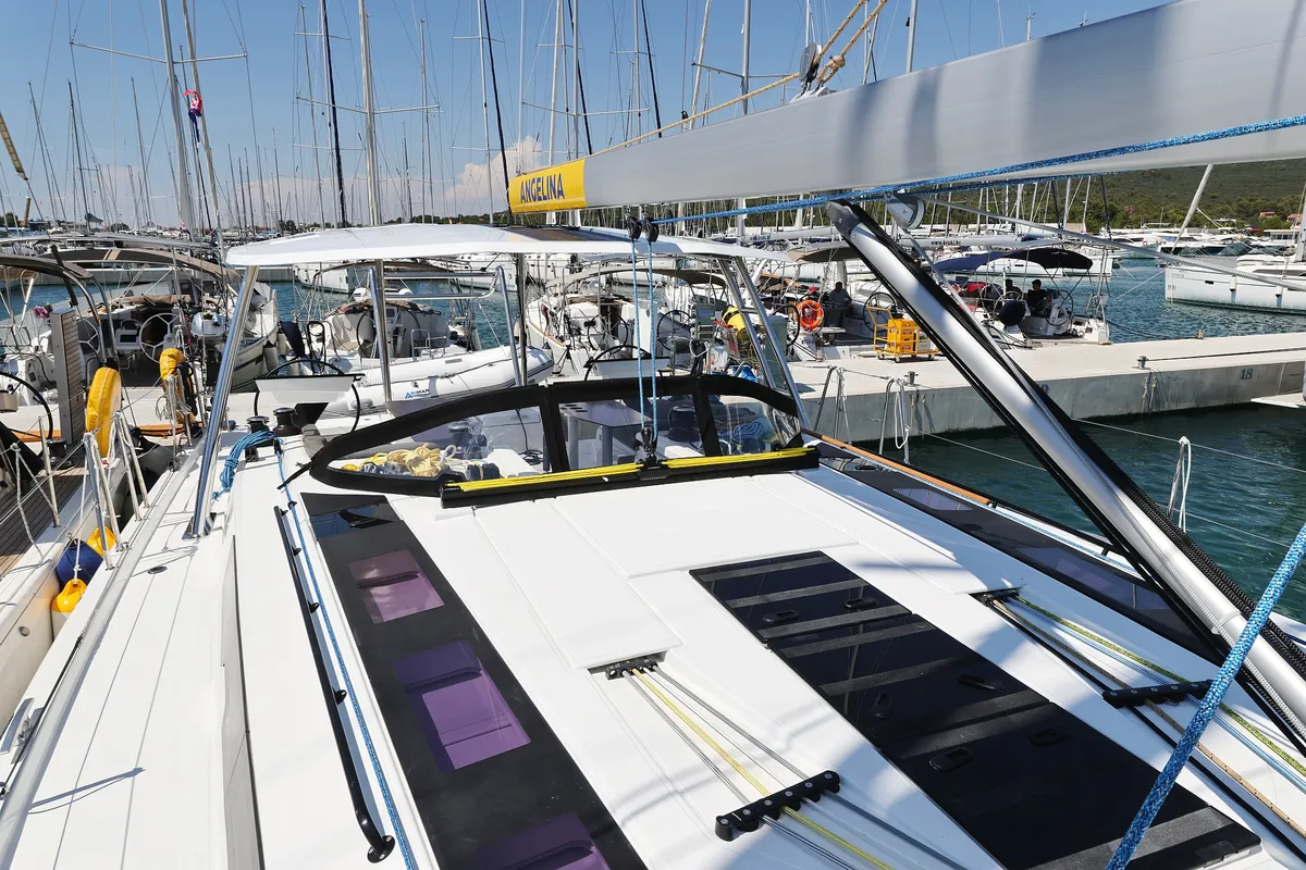 Deck of Ocean Rose, a Dufour 48 sailboat at Općina Sukošan, Croatia