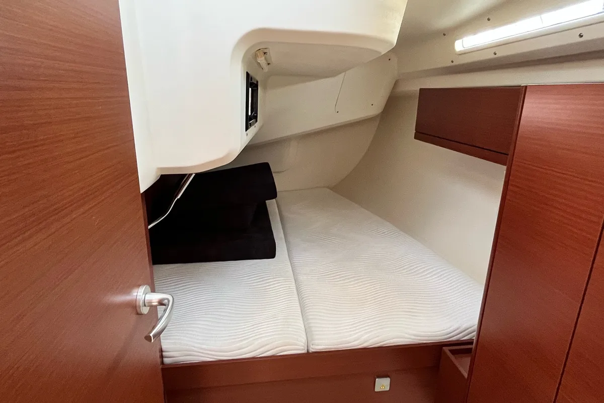 Cabin on Anyma, a Hanse 418 sailboat at Thessaloniki, Greece