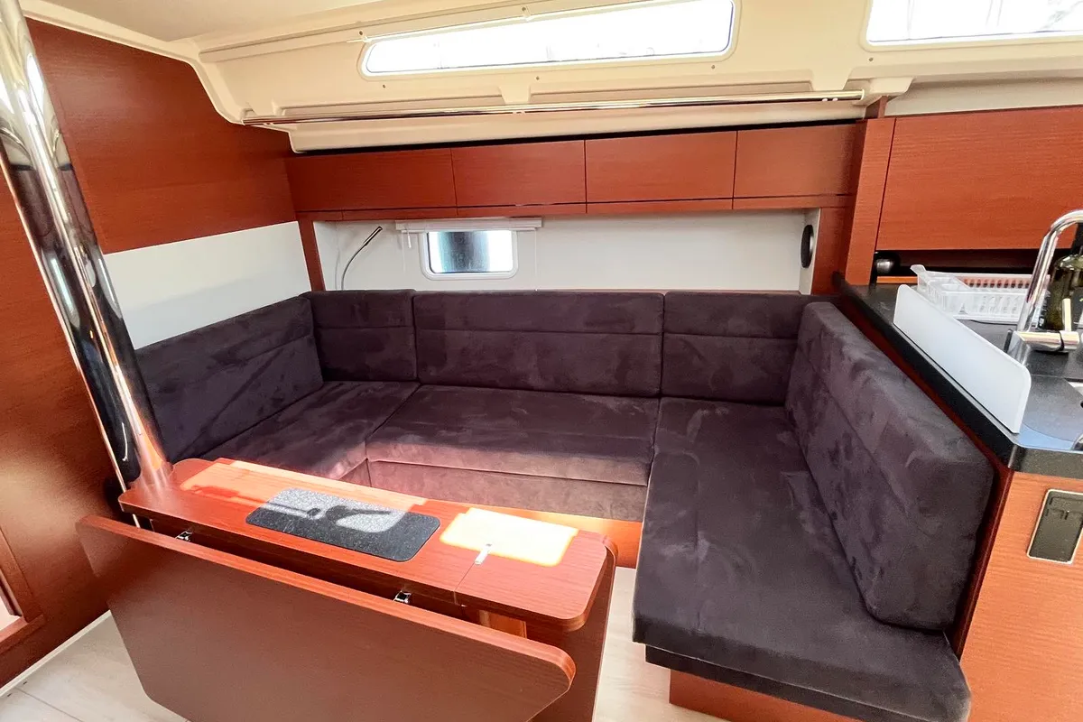 Salon of Anyma, a Hanse 418 sailboat at Thessaloniki, Greece