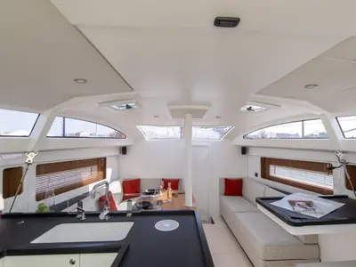 Salon of Freeride, a RM 1180 sailboat at La Favière, France