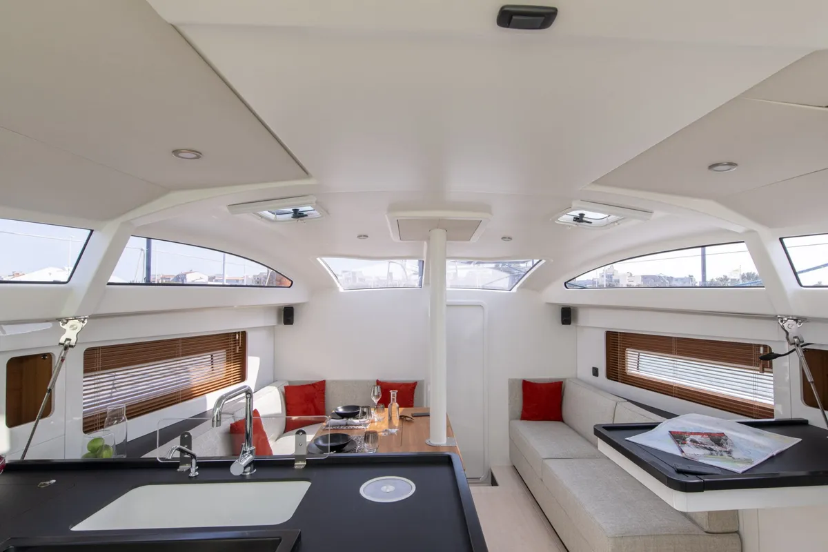 Salon of Freeride, a RM 1180 sailboat at La Favière, France