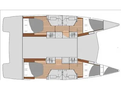 Floor plan of La Dolce Vita, a Fountaine Pajot Isla 40 catamaran at Marmaris, Turkey