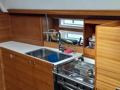 Galley of Marialen, a Elan Impression 45.1 sailboat at Athens, Greece