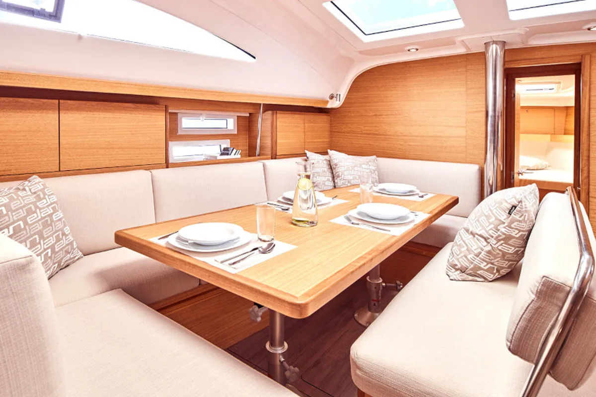 Salon of Marialen, a Elan Impression 45.1 sailboat at Athens, Greece