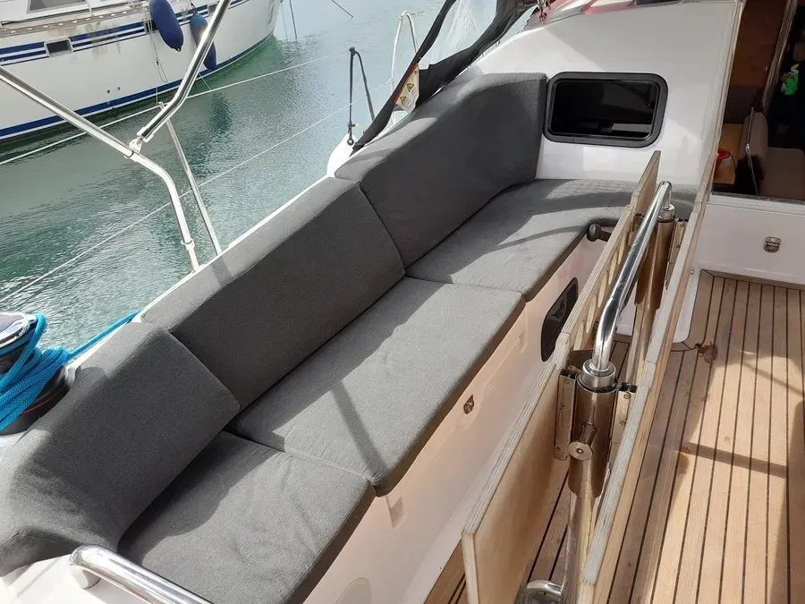 Deck of Marialen, a Elan Impression 45.1 sailboat at Athens, Greece