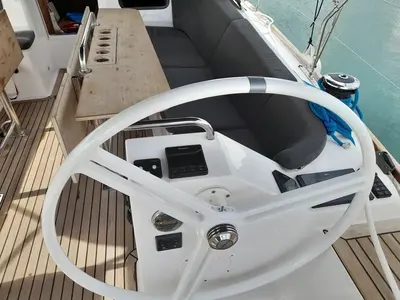 Cockpit of Marialen, a Elan Impression 45.1 sailboat at Athens, Greece