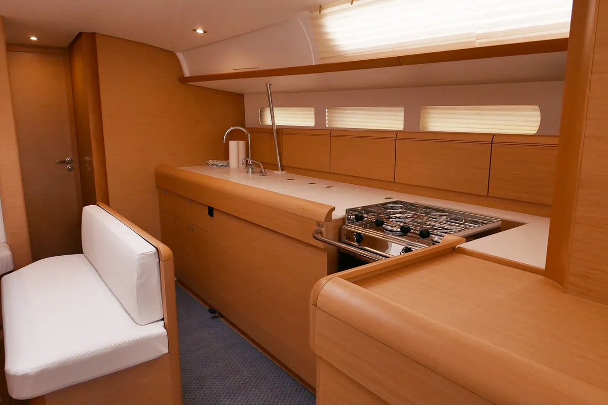 Galley of Impavida, a Jeanneau Sun Odyssey 519 sailboat at San Vincenzo, Italy