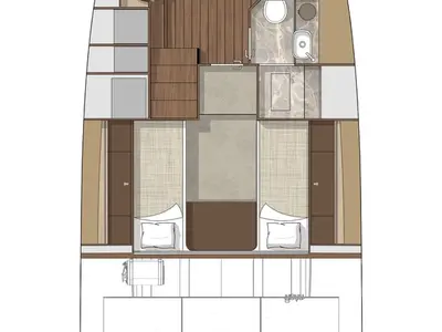 Floor plan of NN3, a Cranchi A46 motor yacht at Olbia, Italy