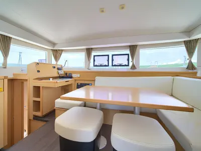Salon of Vertigo, a Lagoon 39 catamaran at Punat, Croatia