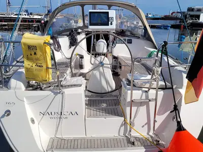 Cockpit of Nausicaa, a Dufour 365 GL sailboat at Barth, Germany