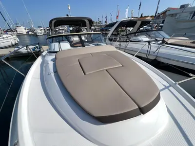 Deck of Roma, a Bavaria S29+ motorboat at Grad Pula, Croatia