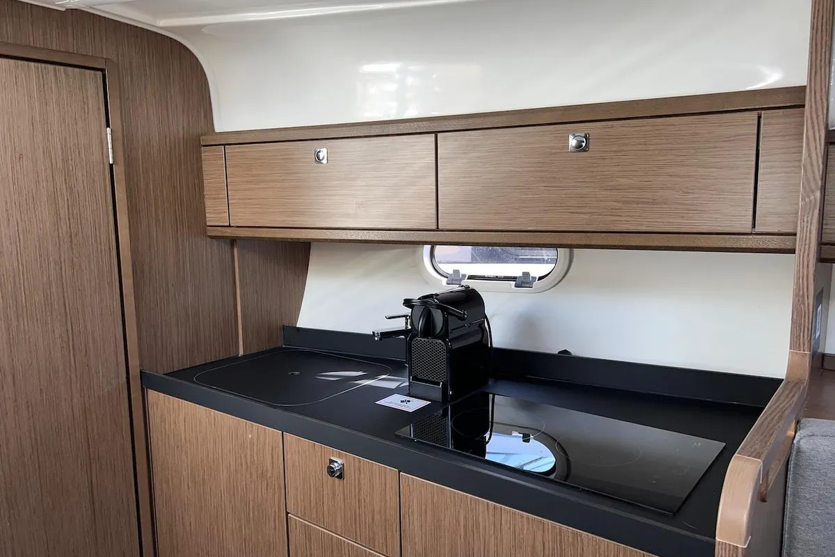 Galley of Roma, a Bavaria S29+ motorboat at Grad Pula, Croatia