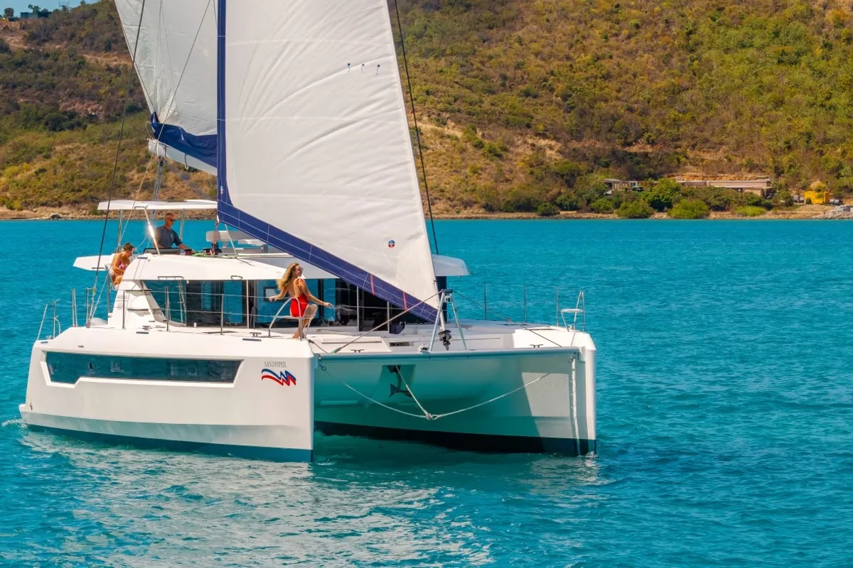 Exterior view of Moorings 4600 - 4 Exclusive Plus, a Leopard 46 catamaran at Road Town, British Virgin Islands