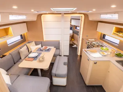 Salon of Sunsail 41.3 Premium Plus, a Dufour 41 sailboat at Dubrovnik, Croatia