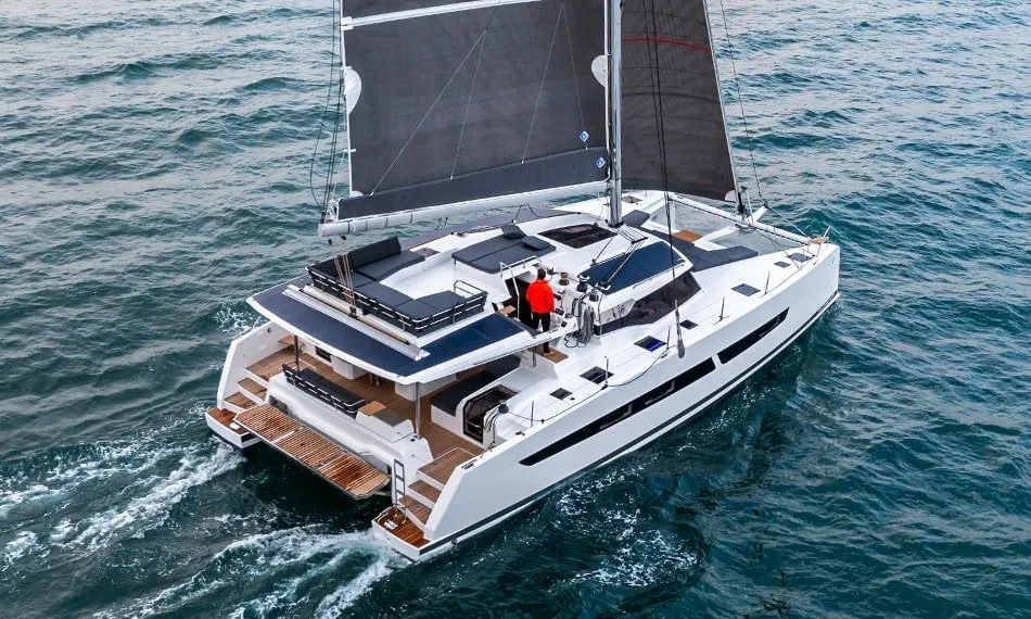 Exterior view of Big Big Plans, a Fountaine Pajot Aura 51 catamaran at Road Town, British Virgin Islands