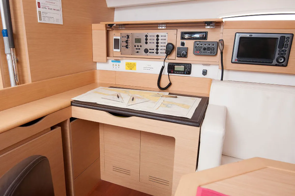 Salon of GALATA, a Beneteau First 45 sailboat at Grad Kaštela, Croatia