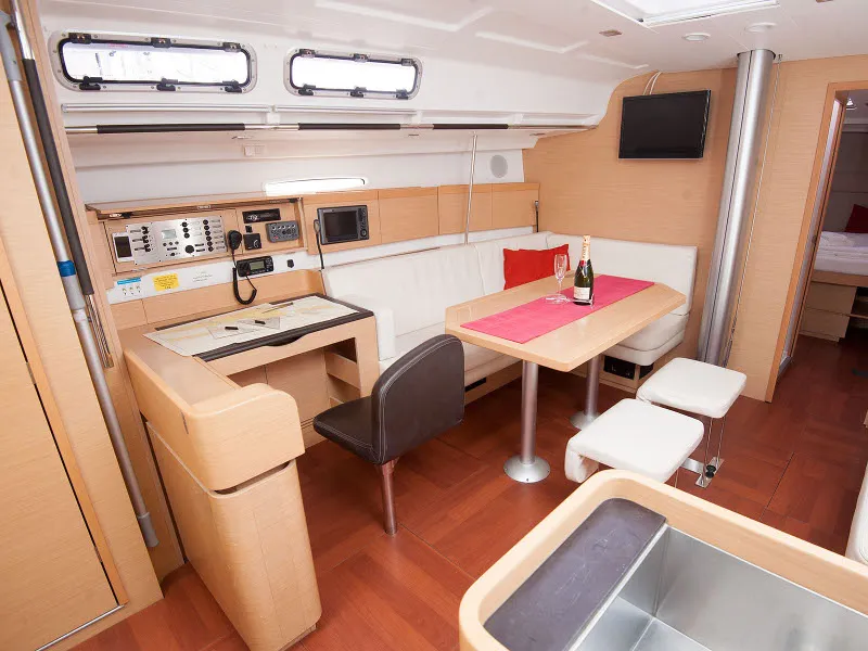 Salon of GALATA, a Beneteau First 45 sailboat at Grad Kaštela, Croatia
