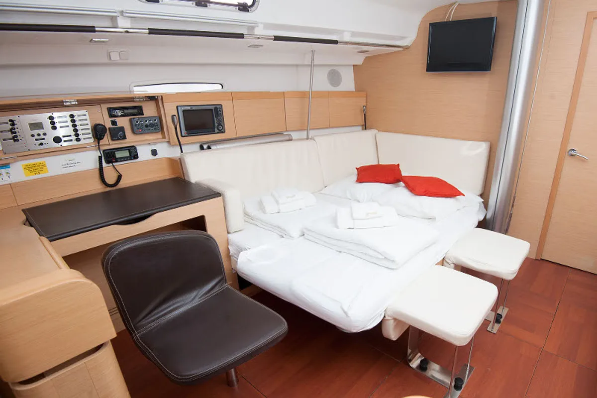 Salon of GALATA, a Beneteau First 45 sailboat at Grad Kaštela, Croatia