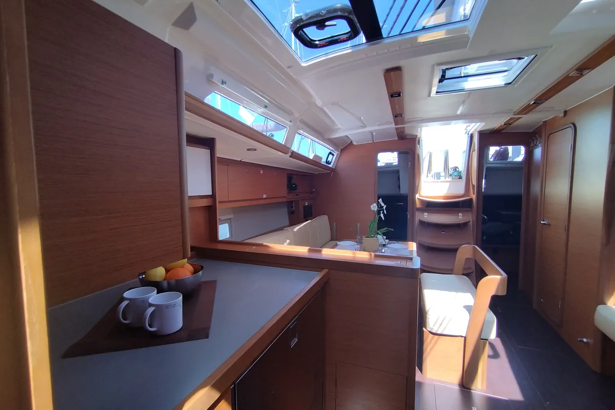 Galley of Andream, a Dufour 430 sailboat at Olbia, Italy