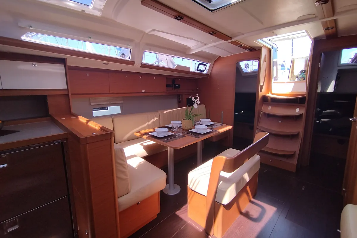 Cockpit of Andream, a Dufour 430 sailboat at Olbia, Italy