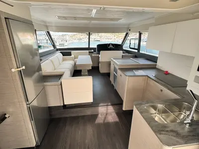 Galley of Arigato, a Fountaine Pajot MY5 catamaran at Seget Donji, Croatia
