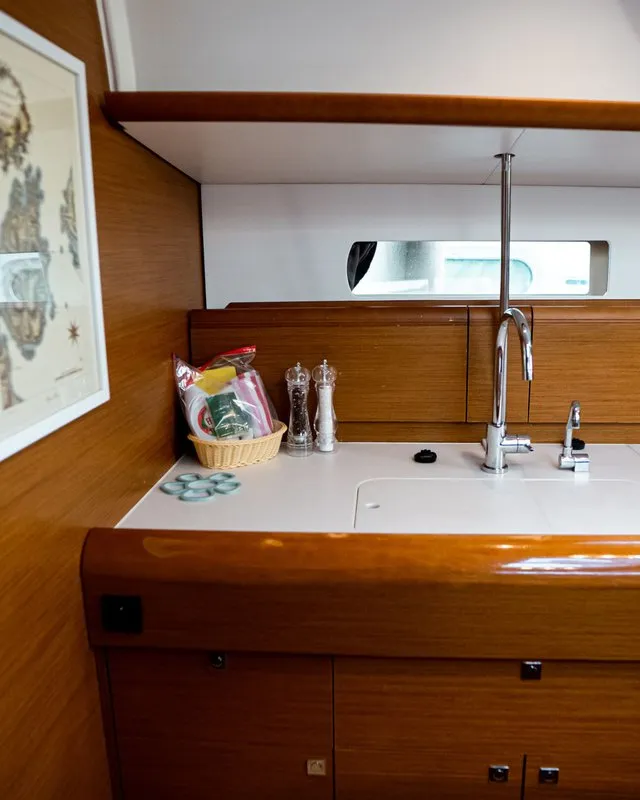 Galley of Filippos I, a Jeanneau Sun Odyssey 479 sailboat at Municipal Unit of Lefkada, Greece