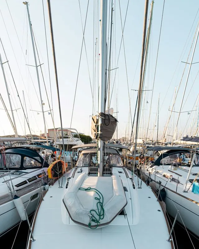 Deck of Filippos I, a Jeanneau Sun Odyssey 479 sailboat at Municipal Unit of Lefkada, Greece