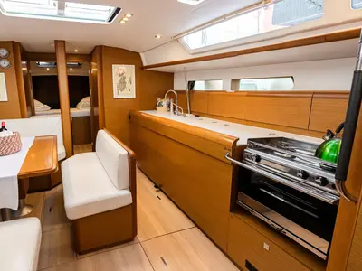 Galley of Filippos I, a Jeanneau Sun Odyssey 479 sailboat at Municipal Unit of Lefkada, Greece